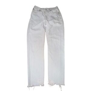 Agolde Straight Leg Jeans High Rise Raw Hem 90s Streetwear 26 Light Blue